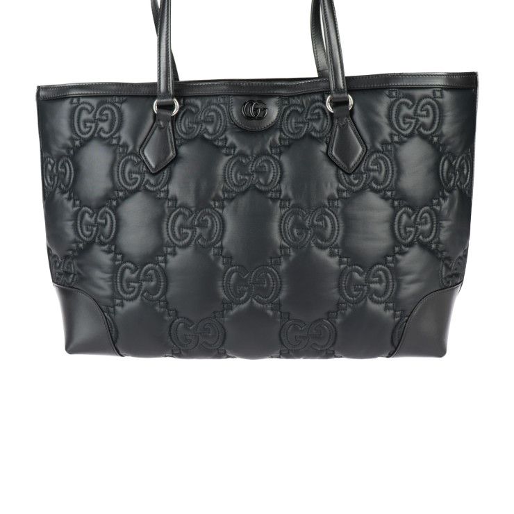 Gucci Medium Tote Bag GG Matelasse Nylon Leather Black Silver — view 2