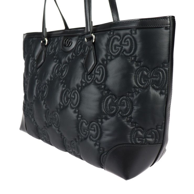 Gucci Medium Tote Bag GG Matelasse Nylon Leather Black Silver — view 3