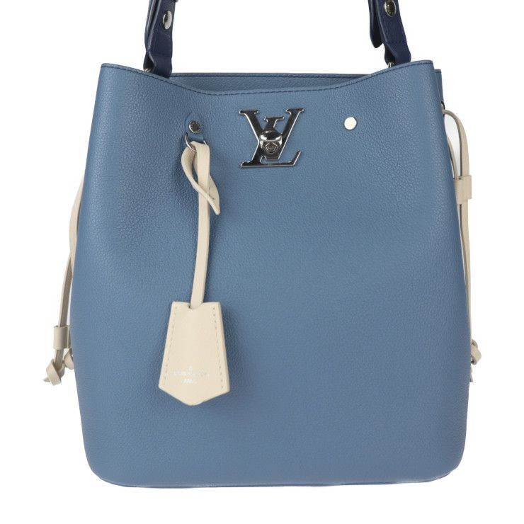 Louis Vuitton Lock Me Bucket Handbag Taurillon Leather Blue Jean Silver — view 2