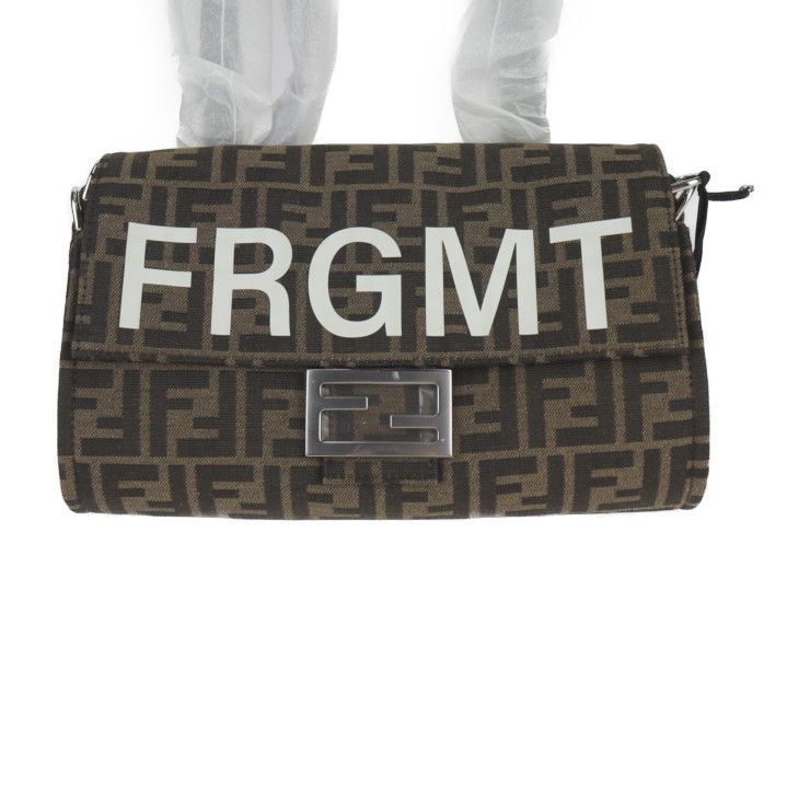 Fendi Baguette Fall Double Handbag 8 Bh418 AR2 F Canvas Beige Brown Zucca 2-Way — view 2