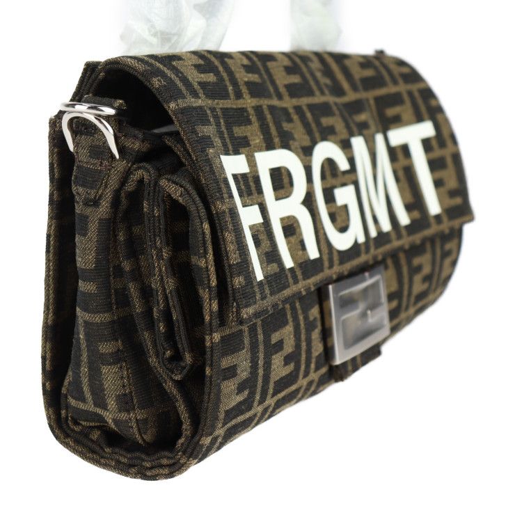 Fendi Baguette Fall Double Handbag 8 Bh418 AR2 F Canvas Beige Brown Zucca 2-Way — view 3