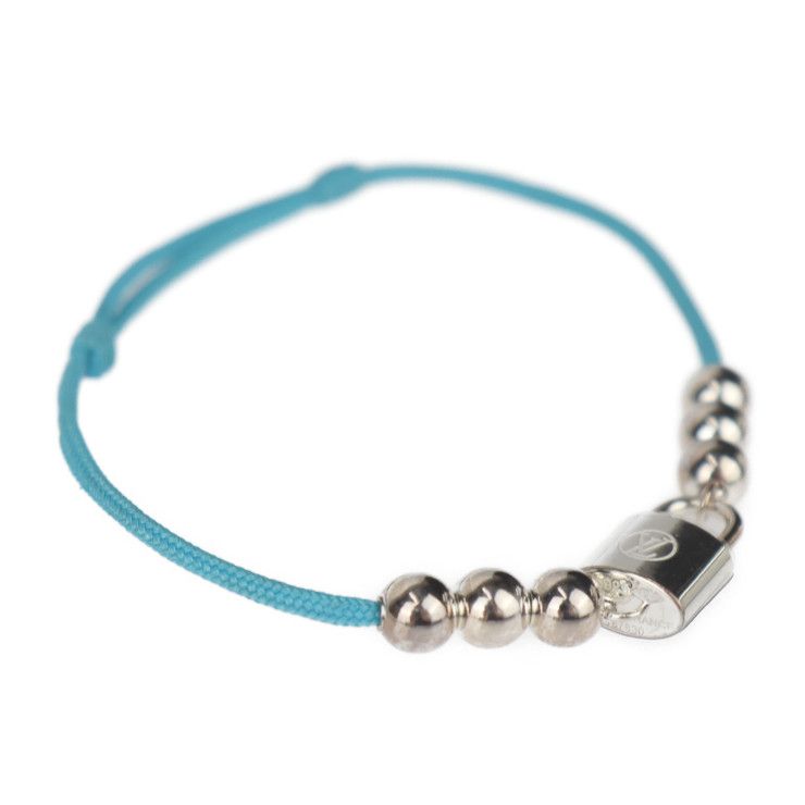 Louis Vuitton Lockit Beaded Bracelet Recycled Polyester And AG 925 Blue — view 3