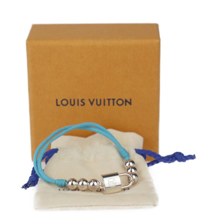 Louis Vuitton Lockit Beaded Bracelet Recycled Polyester And AG 925 Blue — view 9