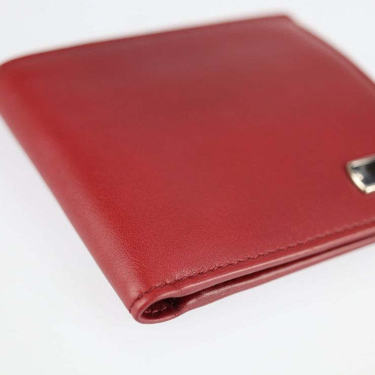 Gucci Compact Wallet Fold Leather Bordeaux Logo Plate — view 5