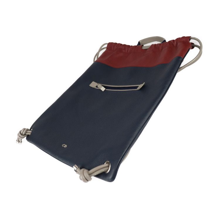 Dior Homme Nap Sac Backpack Daypack Leather Navy Red Brown Gray — view 2
