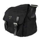 Prada Messenger Bag Shoulder 1 Bd671 Nylon Leather Black Silver Hardware — view 2