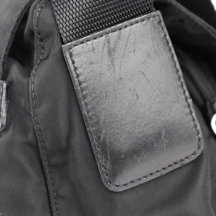 Prada Messenger Bag Shoulder 1 Bd671 Nylon Leather Black Silver Hardware — view 5