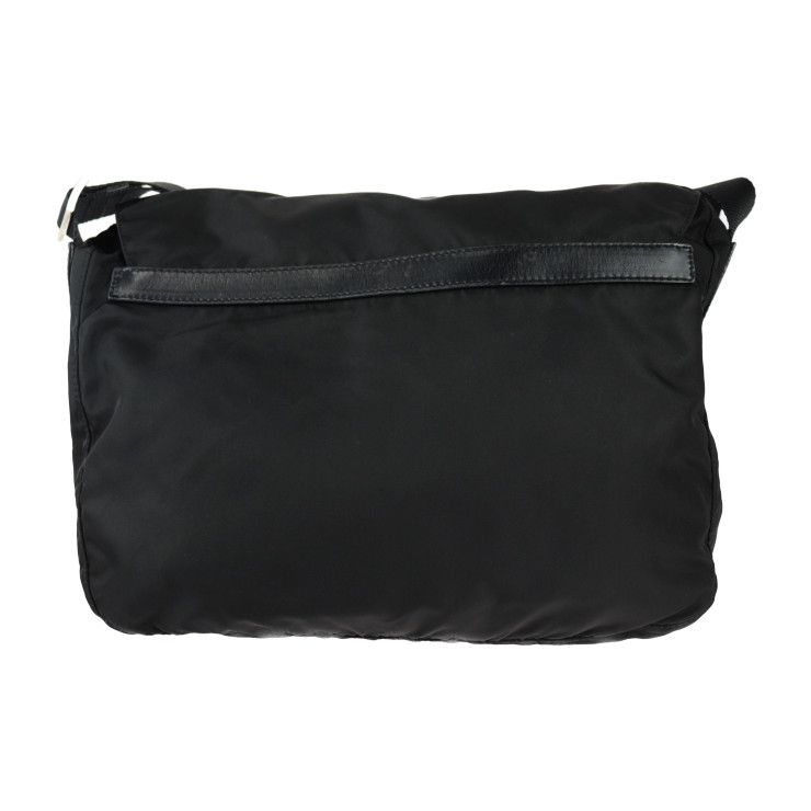 Prada Messenger Bag Shoulder 1 Bd671 Nylon Leather Black Silver Hardware — view 3