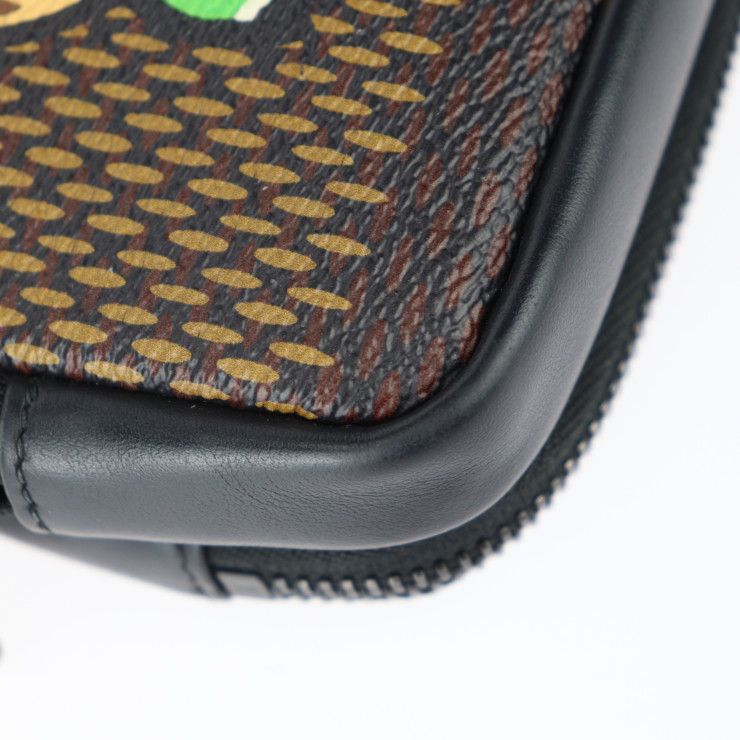 Louis Vuitton Double Phone Pouch Shoulder Bag Leather Damier Giant Ebne — view 5