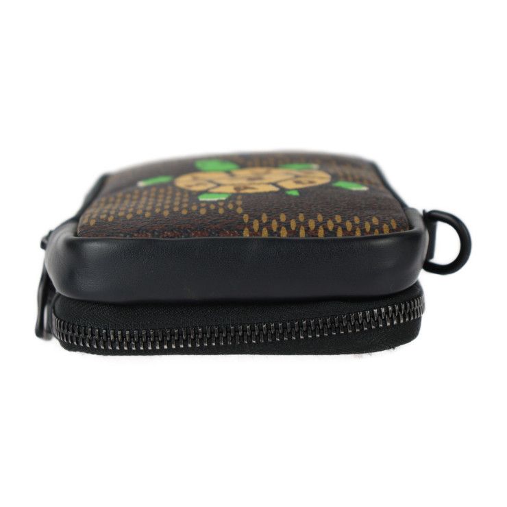 Louis Vuitton Double Phone Pouch Shoulder Bag Leather Damier Giant Ebne — view 4