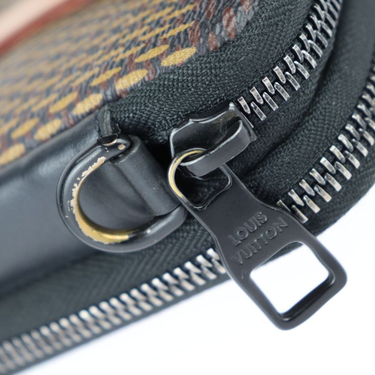 Louis Vuitton Double Phone Pouch Shoulder Bag Leather Damier Giant Ebne — view 6