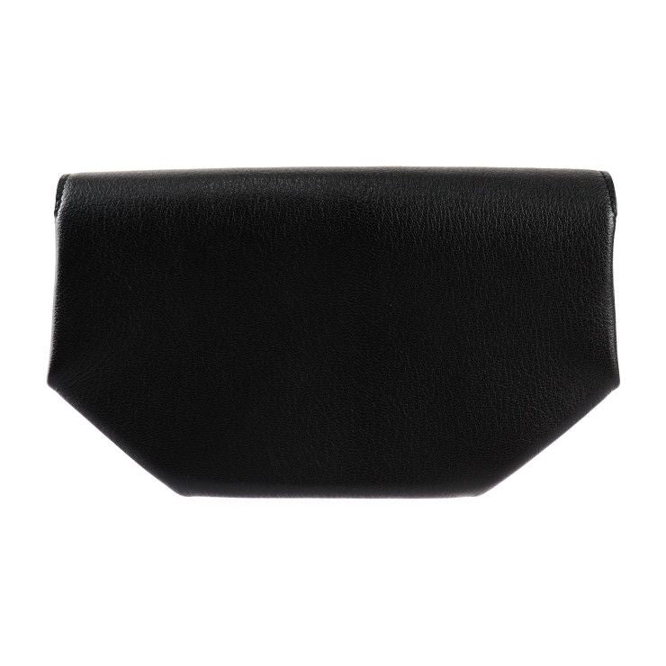 Hermes Opli Opry Clutch Bag ck Chevre Black Silver Hardware — view 3