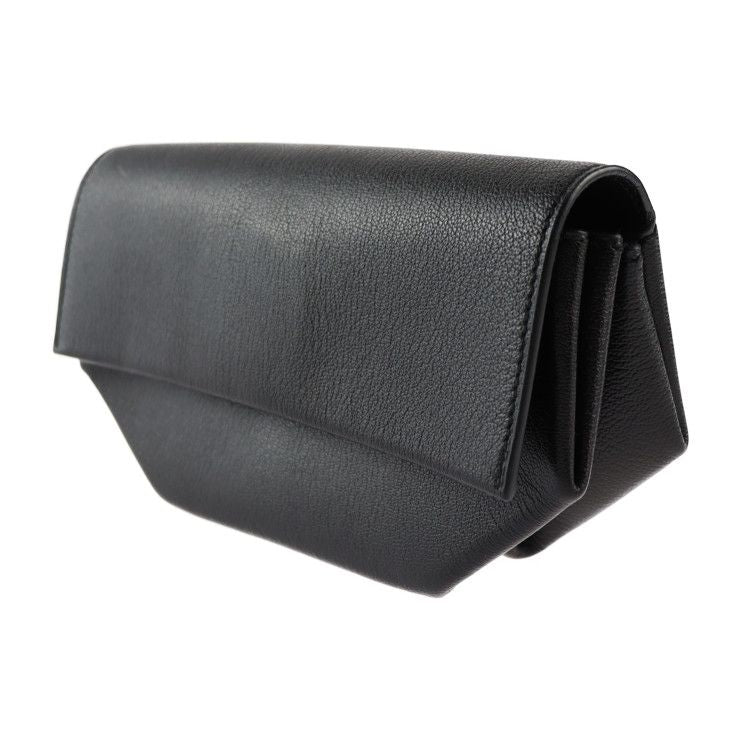 Hermes Opli Opry Clutch Bag ck Chevre Black Silver Hardware — view 2