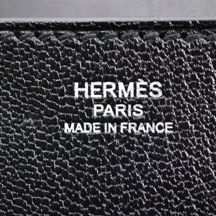 Hermes Opli Opry Clutch Bag ck Chevre Black Silver Hardware — view 8