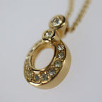 Christian Dior Necklace Metal Gold Rhinestone CD Logo — view 6