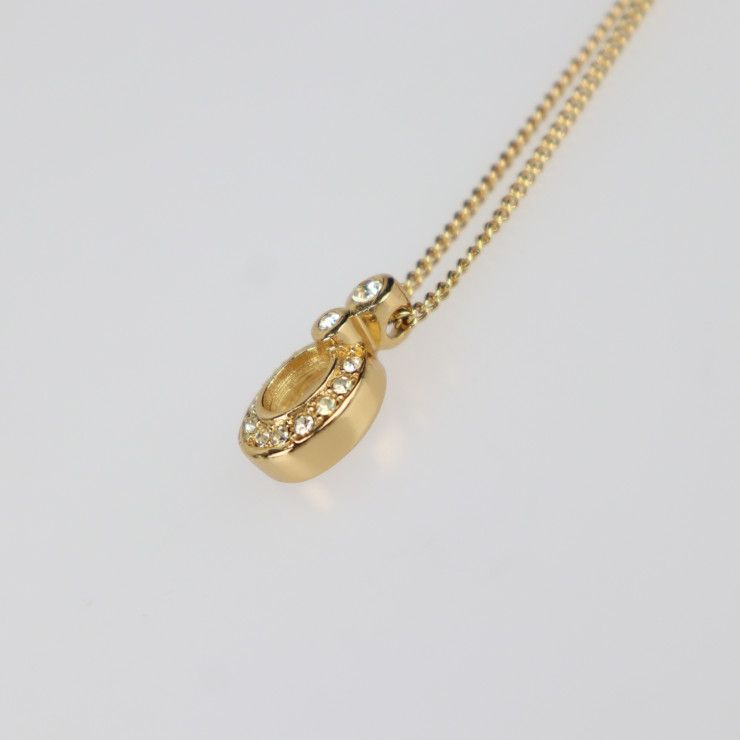 Christian Dior Necklace Metal Gold Rhinestone CD Logo — view 5