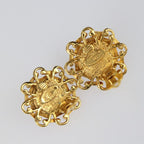 Chanel Gripoix Round Earrings Metal Bijoux Gold Red With Clip Vintage — view 5