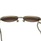 Chanel Pant Shape Coco Mark Chain Sunglasses Gold Black AA — view 6