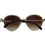 Chanel Pant Shape Coco Mark Chain Sunglasses Gold Black AA — view 4