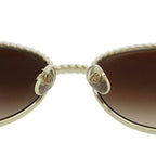 Chanel Pant Shape Coco Mark Chain Sunglasses Gold Black AA — view 7