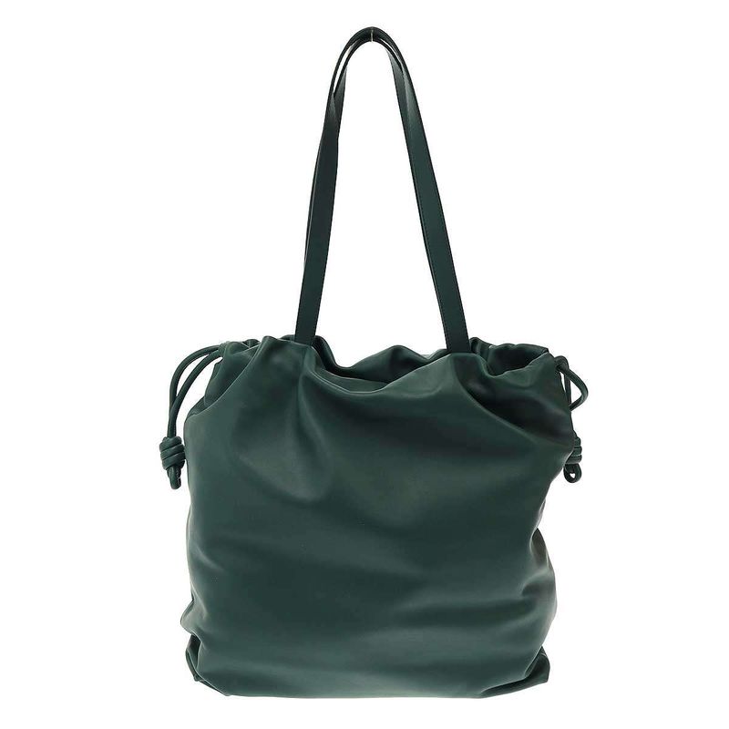 Loewe Flamenco Logo Leather Tote Large Bag Green — view 2