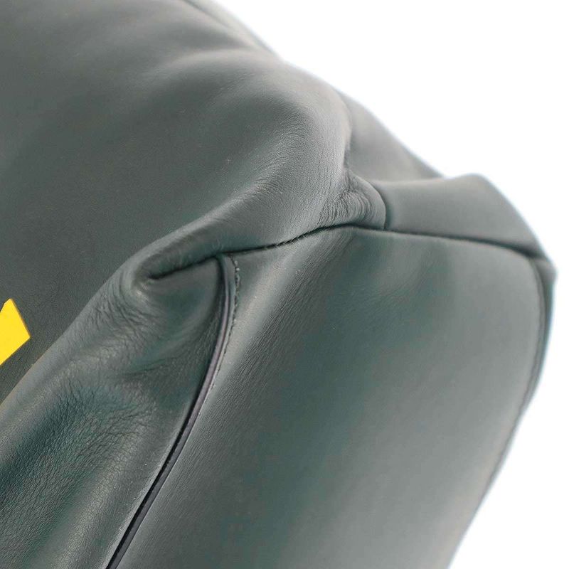 Loewe Flamenco Logo Leather Tote Large Bag Green — view 7