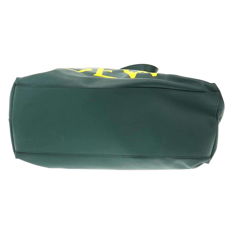 Loewe Flamenco Logo Leather Tote Large Bag Green — view 4