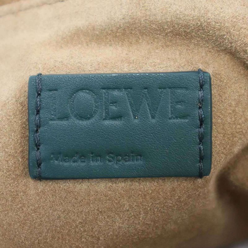 Loewe Flamenco Logo Leather Tote Large Bag Green — view 5