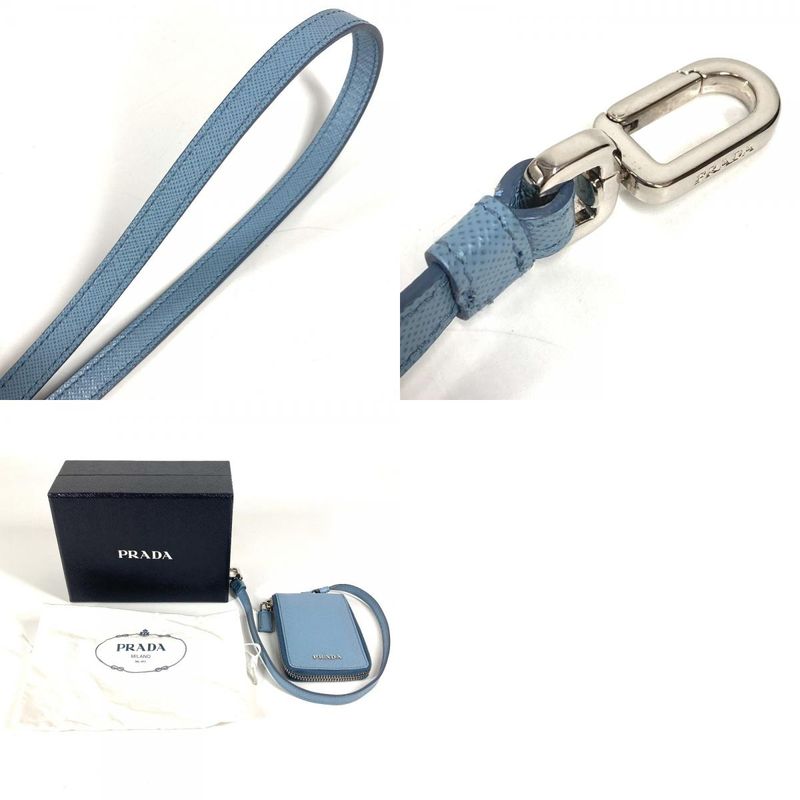 Prada Key Case Logo Leather Blue — view 9