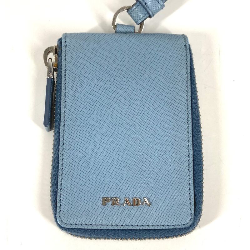 Prada Key Case Logo Leather Blue — view 2