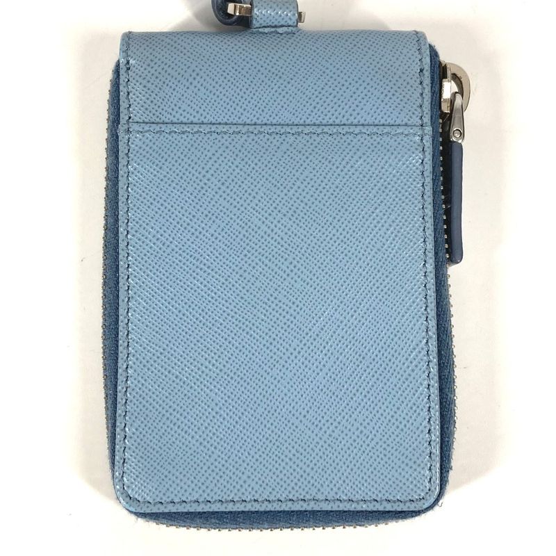 Prada Key Case Logo Leather Blue — view 3