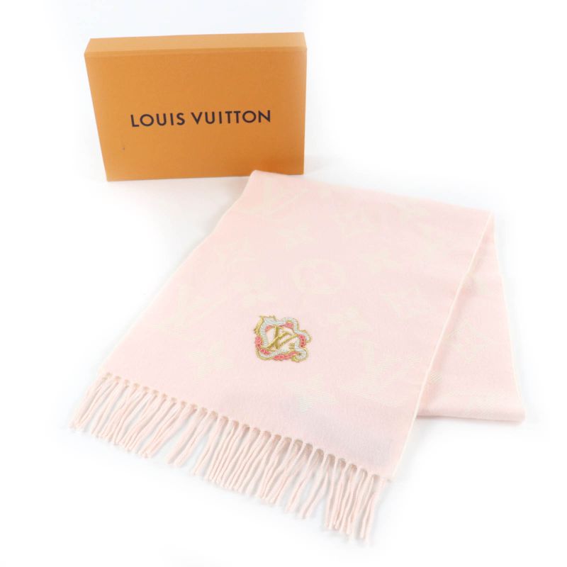 Louis Vuitton 2023 100% Wool Escential Precious Dragon Fringe Scarf — view 2