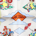 Hermes Carre 45 Volants Flying 100% Silk GRIS Per-e VERT JA Scarf — view 7