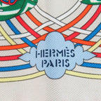 Hermes Carre 45 Volants Flying 100% Silk GRIS Per-e VERT JA Scarf — view 8