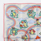 Hermes Carre 45 Volants Flying 100% Silk GRIS Per-e VERT JA Scarf — view 3