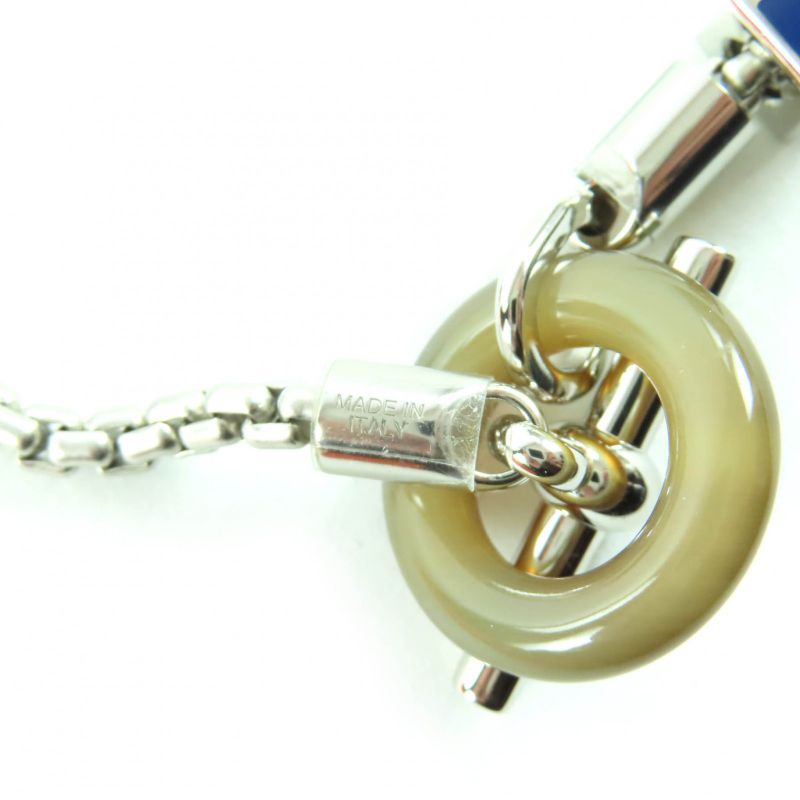 Hermes Meli Melo H Logo Pendant Necklace Silver Blue — view 9
