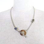 Hermes Meli Melo H Logo Pendant Necklace Silver Blue — view 5