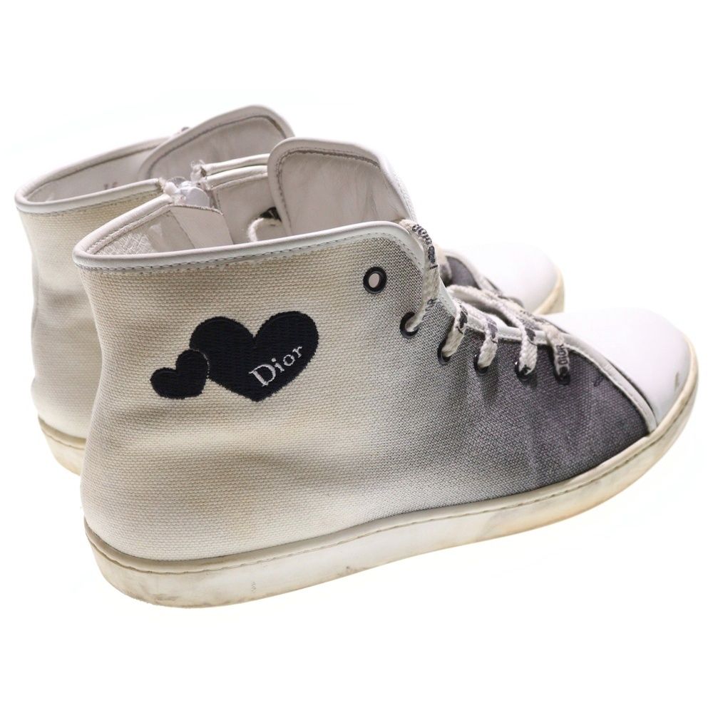 Dior Heart Logo Embroidery Gradient High Cut Shoes Sneakers White Black — view 3