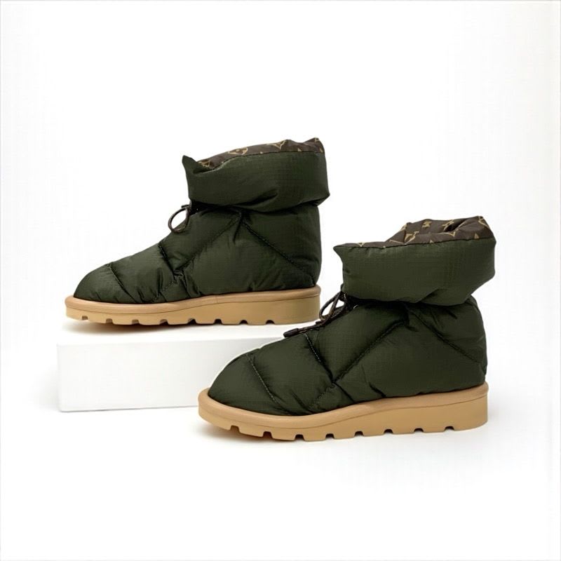 Louis Vuitton Pillow Line Monogram Boots Short Shoes Nylon Khaki Brown — view 4
