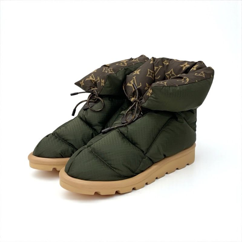 Louis Vuitton Pillow Line Monogram Boots Short Shoes Nylon Khaki Brown — view 2
