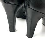 Chanel Boots Short Shoes Leather Velor Black Gold Coco Mark Ribbon — view 9