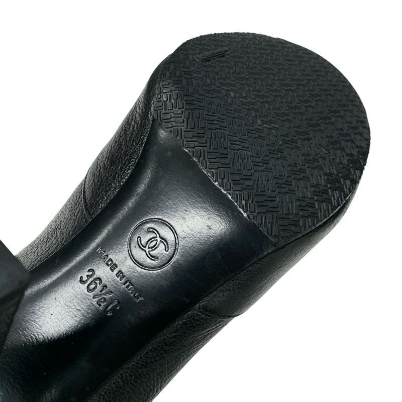 Chanel Boots Short Shoes Leather Velor Black Gold Coco Mark Ribbon — view 8