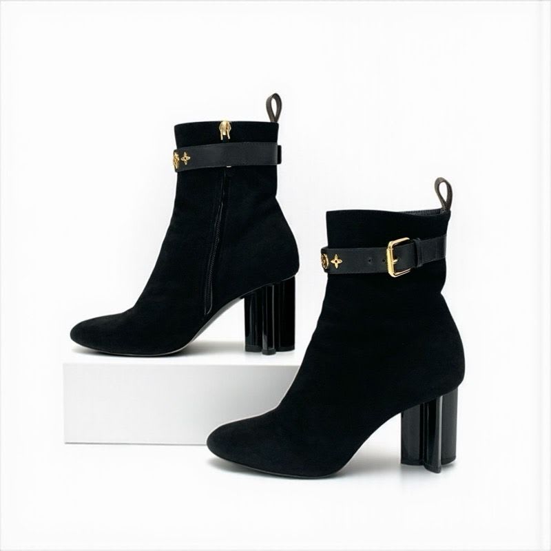 Louis Vuitton Silhouette Line Monogram Boots Short Shoes Suede Black — view 2