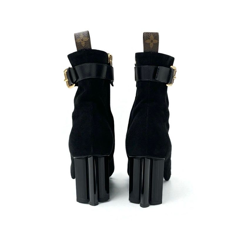 Louis Vuitton Silhouette Line Monogram Boots Short Shoes Suede Black — view 5