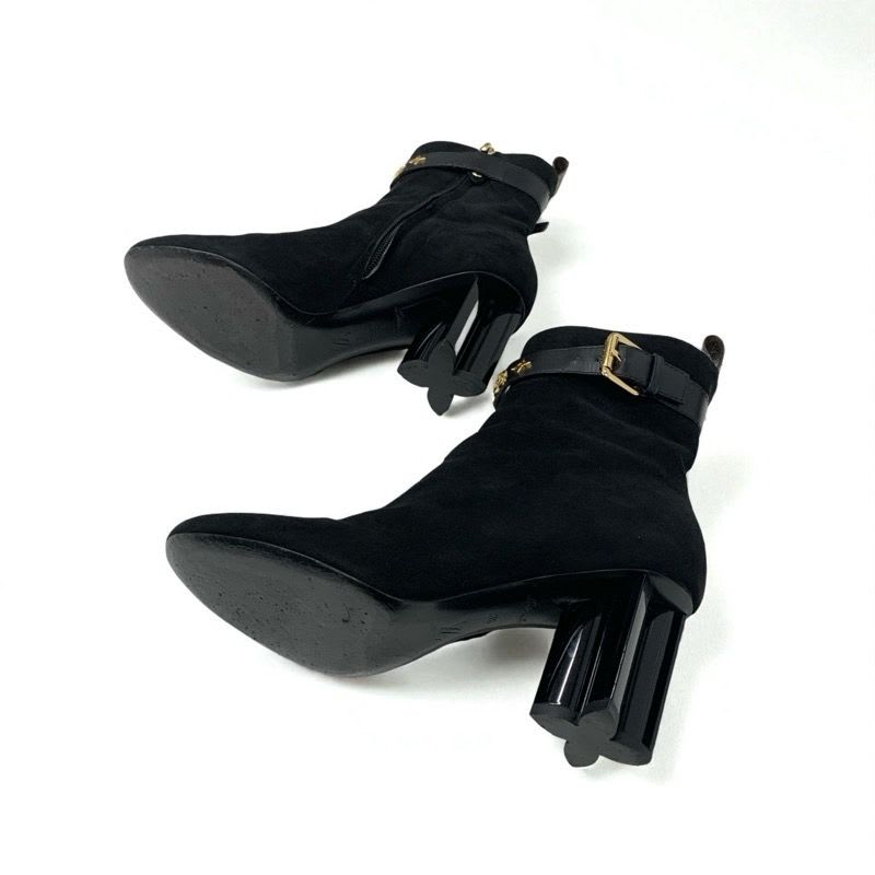 Louis Vuitton Silhouette Line Monogram Boots Short Shoes Suede Black — view 6