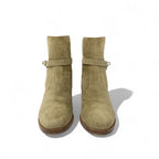 Hermes Frenchie Boots Short Shoes Suede Beige Silver Kelly Hardware — view 2