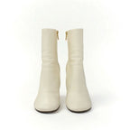 Fendi First Boots Short Shoes Leather Ivory Gold Metal Heel FF Logo — view 4