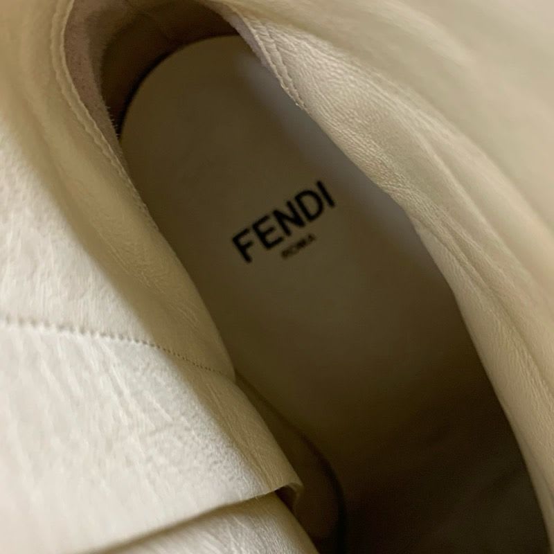 Fendi First Boots Short Shoes Leather Ivory Gold Metal Heel FF Logo — view 8