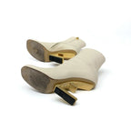 Fendi First Boots Short Shoes Leather Ivory Gold Metal Heel FF Logo — view 7
