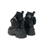 Prada Monolith Boots Short Shoes Leather Nylon Black With Pouch Triangle — view 5